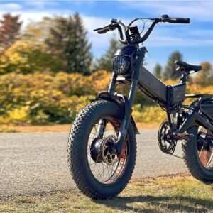 Bicicleta Electrica Pliabila LANKELEISI X3000 MAX, Dual Motor 2x1000W, baterie 48V/20Ah, autonomie maxima 130 km, 50 km/h